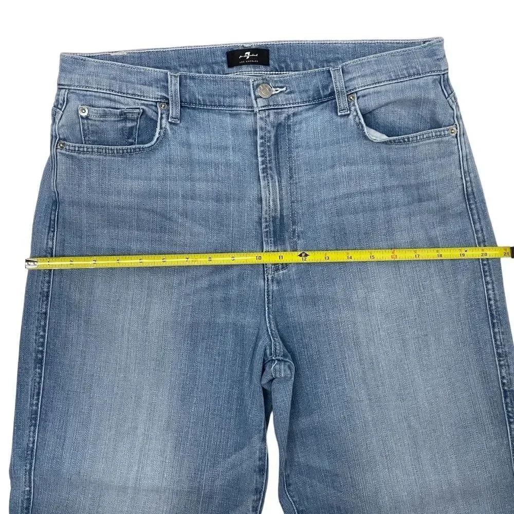 7 for all Mankind, High Waist Cropped Straight leg jeans, size 32. light blue